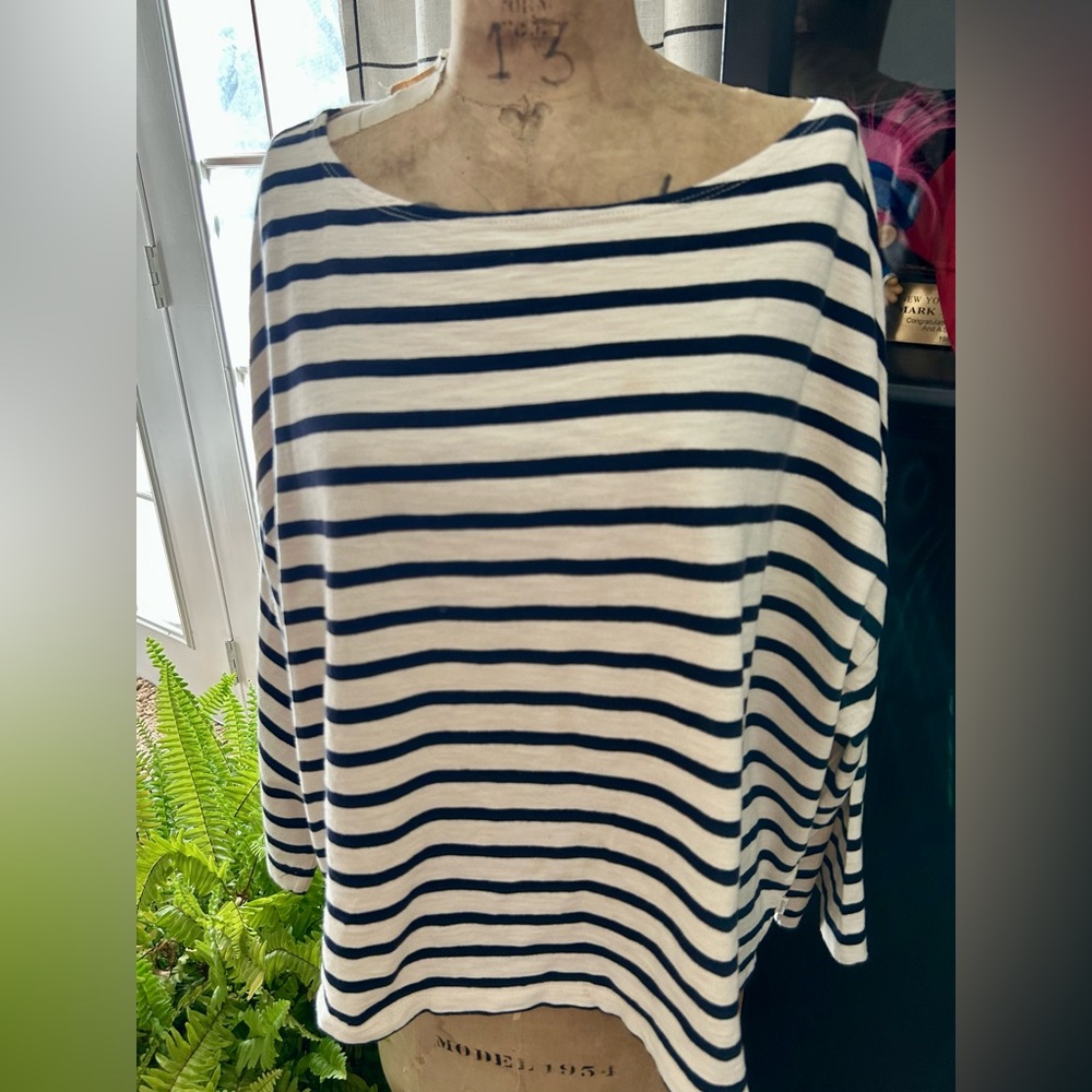 Levi's Navy and White Striped Long Sleeve Top